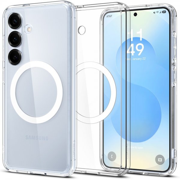 Spigen Samsung Galaxy S25 -suojakuori Ultra Hybrid MagFit kirkas valkoinen