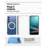 Spigen Samsung Galaxy S25 -suojakuori Ultra Hybrid MagFit kirkas valkoinen
