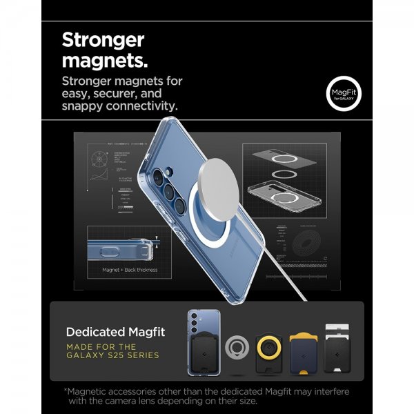 Spigen Samsung Galaxy S25 -suojakuori Ultra Hybrid MagFit kirkas valkoinen