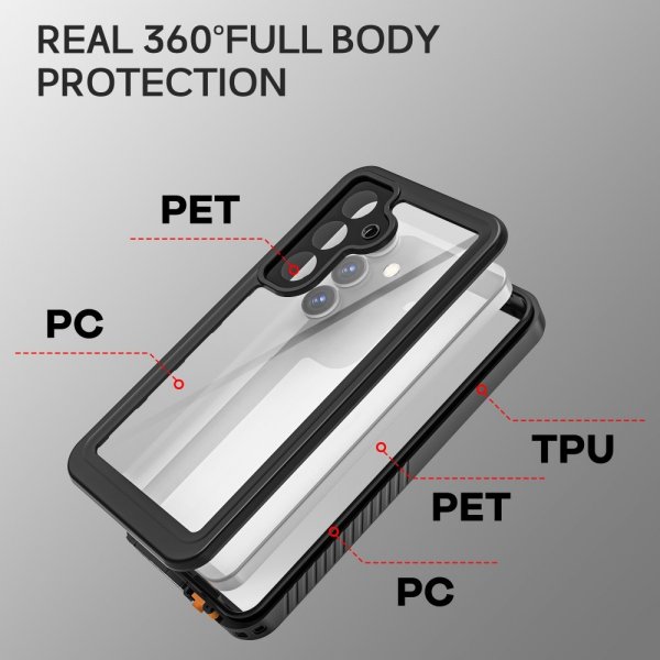 Redpepper Samsung Galaxy S25 Kuori Vedenkestävä IP68 Musta