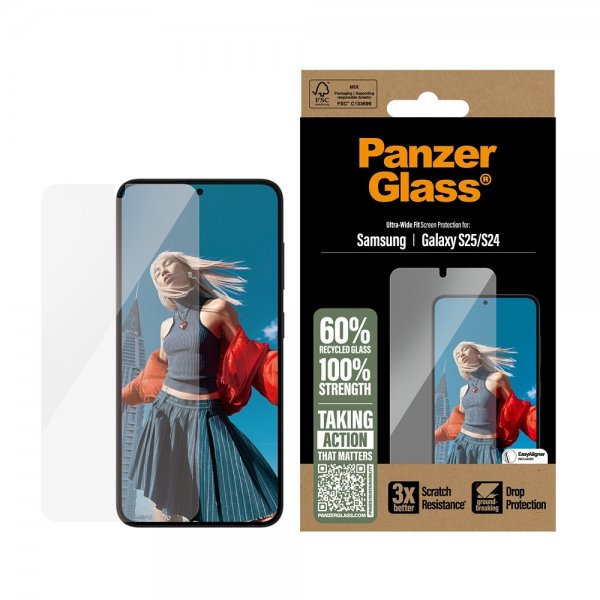 PanzerGlass Samsung Galaxy S24/Galaxy S25 Näytönsuoja Ultra-Wide Fit EasyAligner