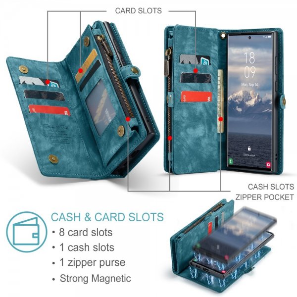 CaseMe Samsung Galaxy S25 Ultra -kotelo 008 Series, irrotettava kuori, sininen