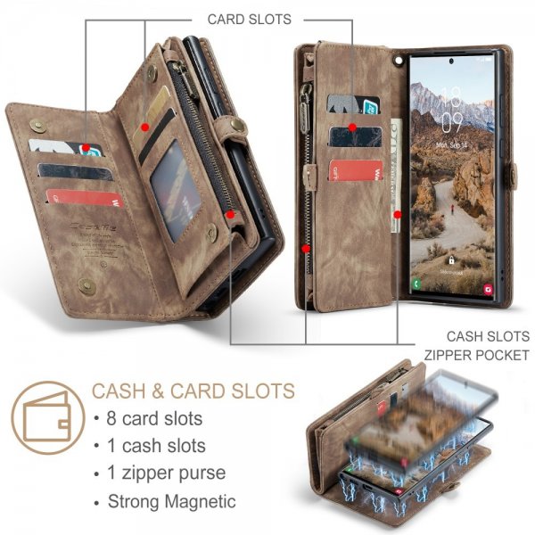 CaseMe Samsung Galaxy S25 Ultra Kotelo 008 Series Irrotettava Kuori Ruskea