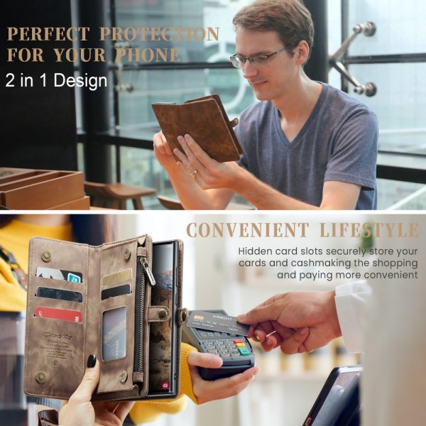 CaseMe Samsung Galaxy S25 Ultra Kotelo 008 Series Irrotettava Kuori Ruskea