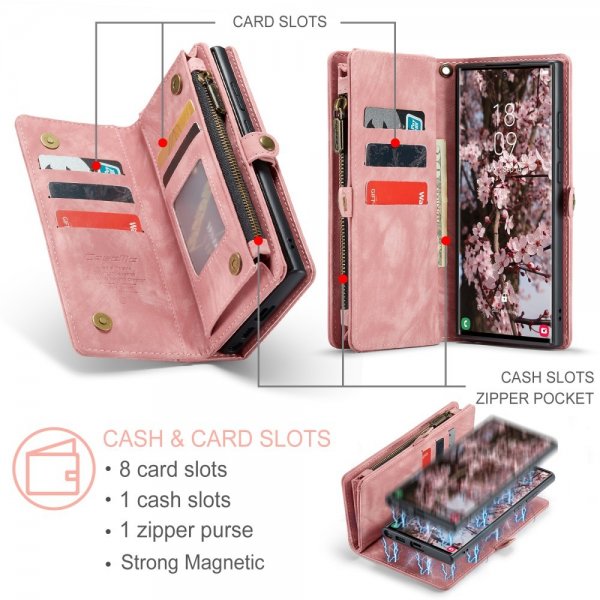 CaseMe Samsung Galaxy S25 Ultra Kotelo 008 Series Irrotettava Kuori Pinkki
