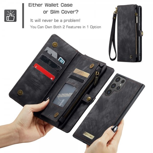 CaseMe Samsung Galaxy S25 Ultra Kotelo 008 Series Irrotettava Kuori Musta