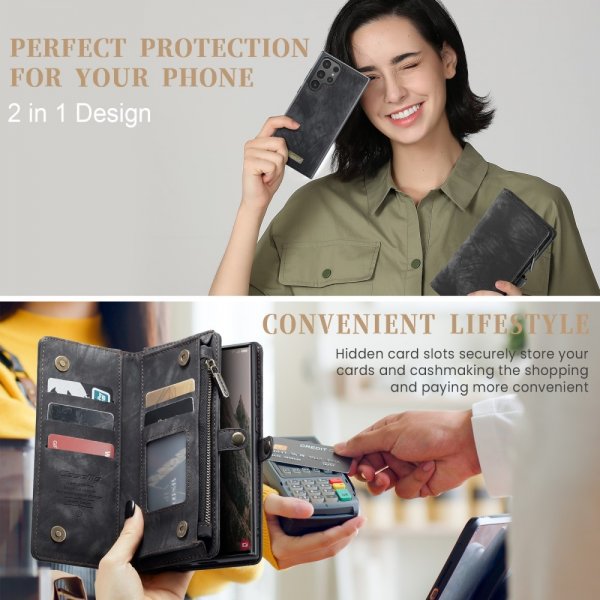 CaseMe Samsung Galaxy S25 Ultra Kotelo 008 Series Irrotettava Kuori Musta
