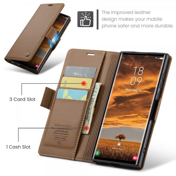 CaseMe Samsung Galaxy S25 Ultra Kotelo 023 Series Ruskea
