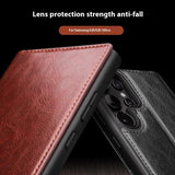 Qialino Samsung Galaxy S25 Ultra Kotelo, aitoa nahkaa, ruskea