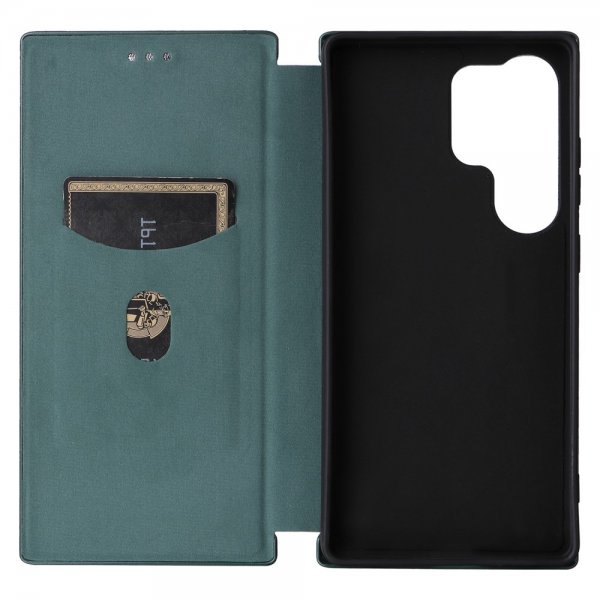 Samsung Galaxy S25 Ultra Kotelo, hiilikuitukuvioitu, vihreä