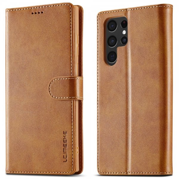 Lc.Imeeke Samsung Galaxy S25 Ultra Kotelo Korttipaikalla, Jalustatoiminnolla, Vaaleanruskea