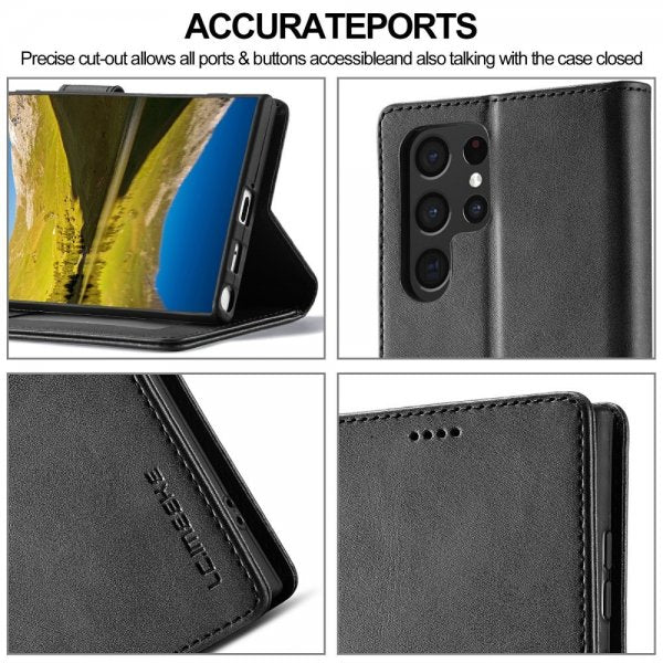 Lc.Imeeke Samsung Galaxy S25 Ultra Kotelo Korttipaikalla, Jalustatoiminto, Musta