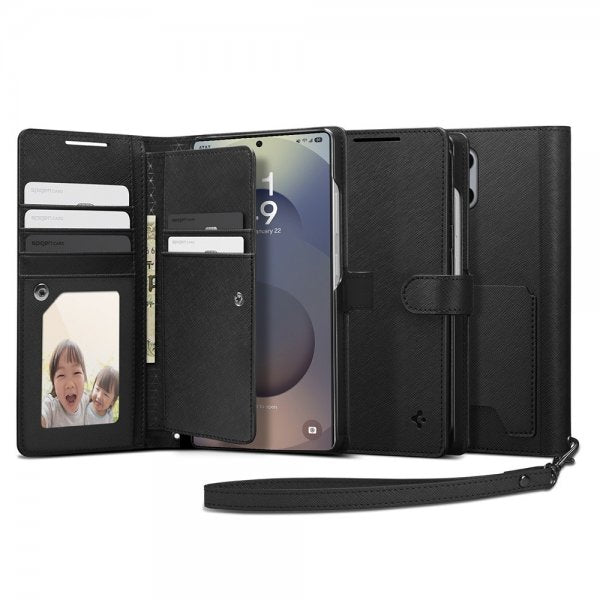 Spigen Samsung Galaxy S25 Ultra Kotelo Wallet S Musta