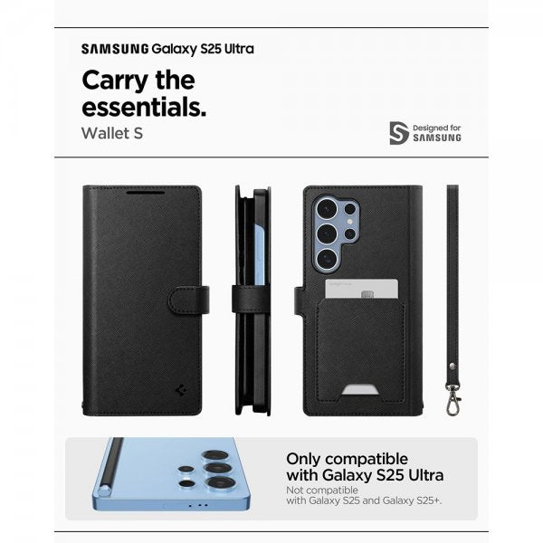 Spigen Samsung Galaxy S25 Ultra Kotelo Wallet S Musta