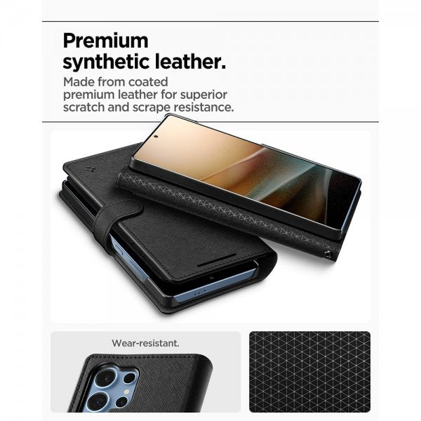 Spigen Samsung Galaxy S25 Ultra Kotelo Wallet S Musta