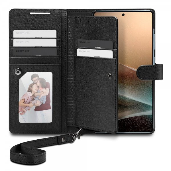Spigen Samsung Galaxy S25 Ultra Kotelo Wallet S Musta