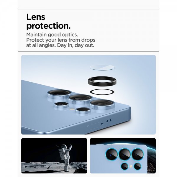 Spigen Samsung Galaxy S25 Ultra Kameran suojaus GLAS.tR EZ Fit Optik Pro 2-pakkaus Musta