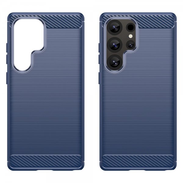 Samsung Galaxy S25 Ultra Kuoret Harjattu Hiilikuitukuvio Sininen