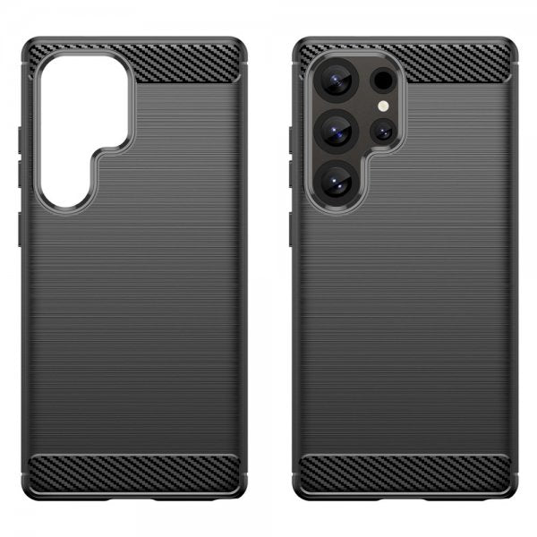 Samsung Galaxy S25 Ultra Kuori Harjattu hiilikuitukuvio Musta