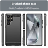 Samsung Galaxy S25 Ultra Kuori Harjattu hiilikuitukuvio Musta