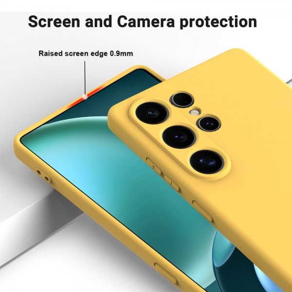 Samsung Galaxy S25 Ultra Silikonisuojakuori hihnalla, keltainen