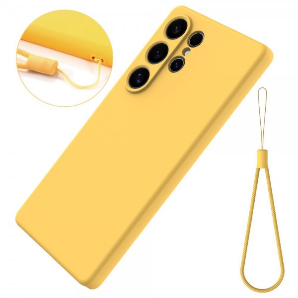Samsung Galaxy S25 Ultra Silikonisuojakuori hihnalla, keltainen