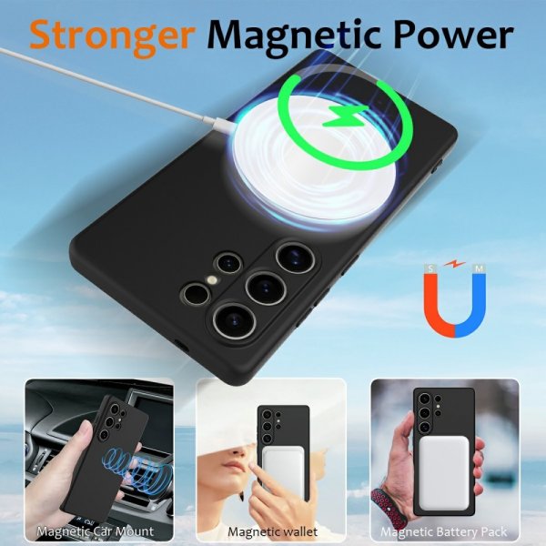 Samsung Galaxy S25 Ultra Kuori hihnalla Silikoni MagSafe Musta