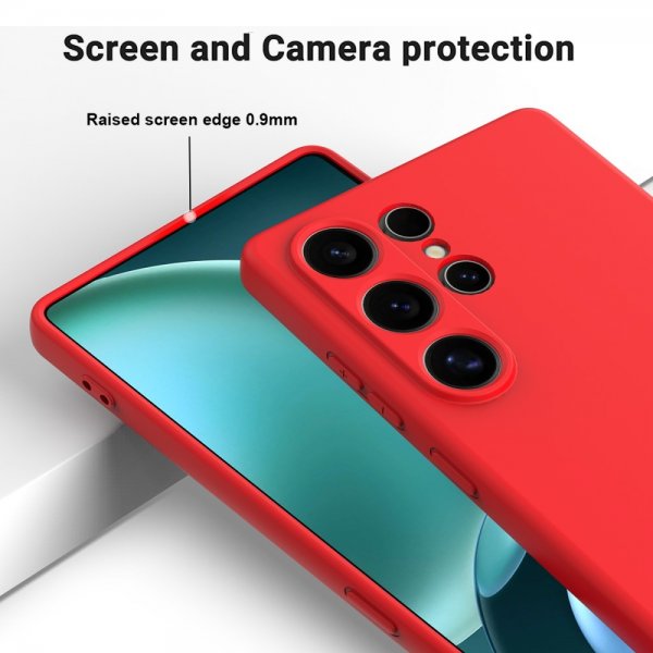 Samsung Galaxy S25 Ultra Silikoninen kuori hihnalla, punainen