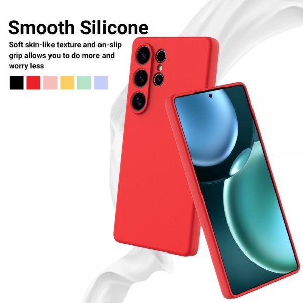 Samsung Galaxy S25 Ultra Silikoninen kuori hihnalla, punainen