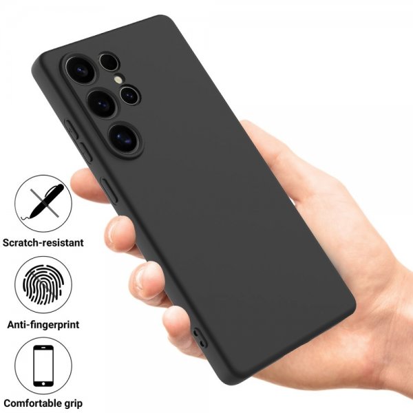 Samsung Galaxy S25 Ultra Silikonisuojakuori hihnalla, musta