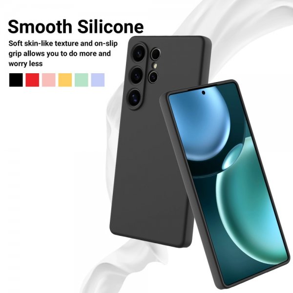 Samsung Galaxy S25 Ultra Silikonisuojakuori hihnalla, musta