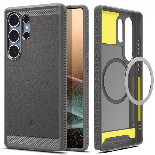 Spigen Samsung Galaxy S25 Ultra Kuori Rugged Armor MagFit Marble Gray