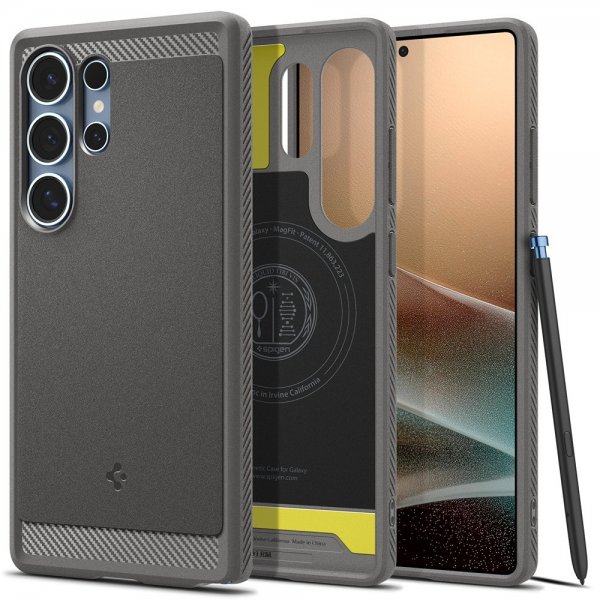 Spigen Samsung Galaxy S25 Ultra Kuori Rugged Armor MagFit Marble Gray