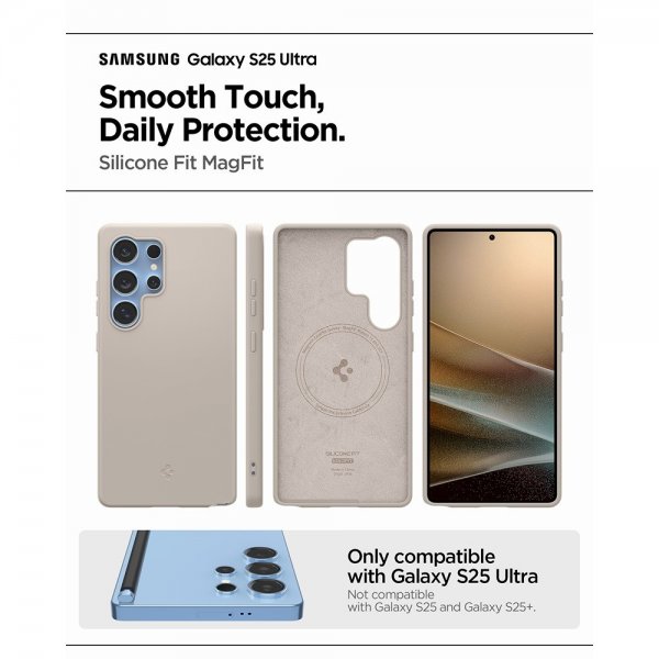 Spigen Samsung Galaxy S25 Ultra Kuori Silicone Fit MagFit Natural Titanium