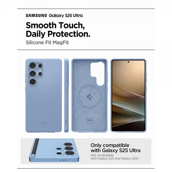 Spigen Samsung Galaxy S25 Ultra Kuori Silicone Fit MagFit Sapphire Blue