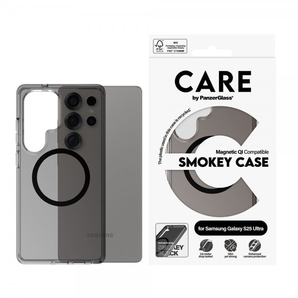CARE by PanzerGlass Samsung Galaxy S25 Ultra Kuori Smokey MagSafe Musta