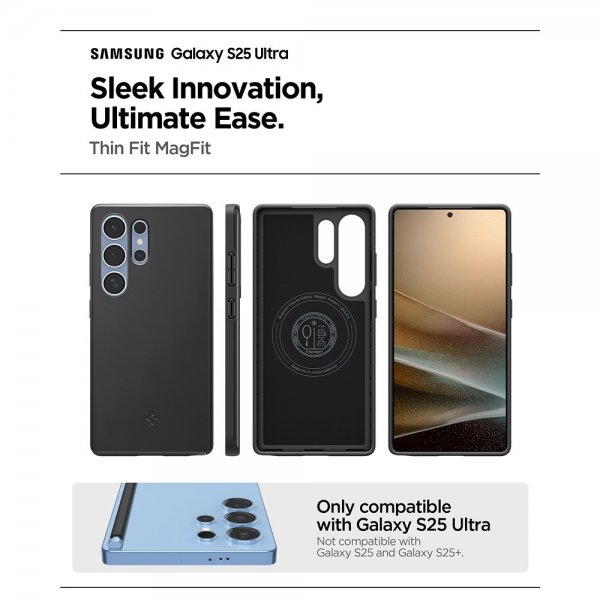 Spigen Samsung Galaxy S25 Ultra Kuori Thin Fit MagFit Musta