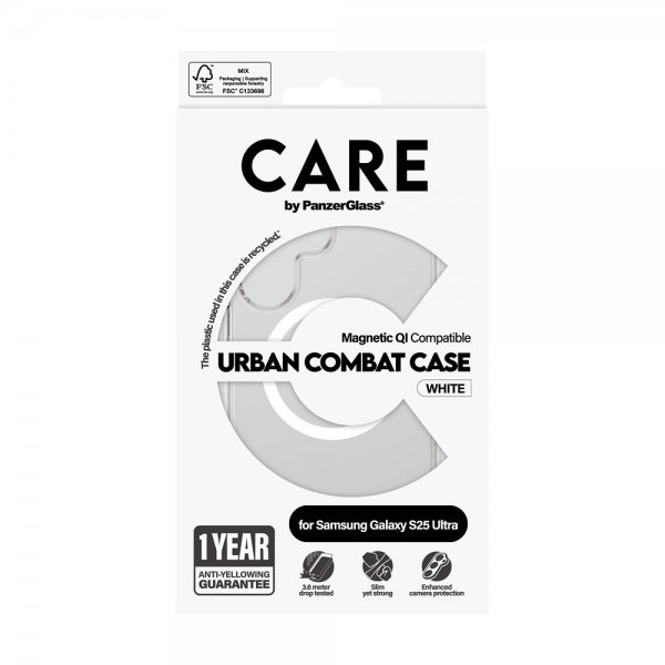 CARE by PanzerGlass Samsung Galaxy S25 Ultra Urban Combat MagSafe -suojakuori, valkoinen
