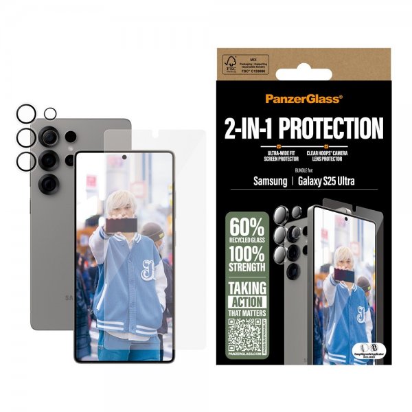 PanzerGlass Samsung Galaxy S25 Ultra Näytönsuoja ja Kameran Suojus 2-in-1-paketti