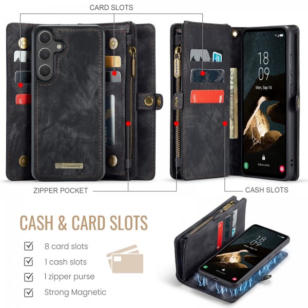 CaseMe Samsung Galaxy S26 -kotelo 008-sarja irrotettava kuori musta