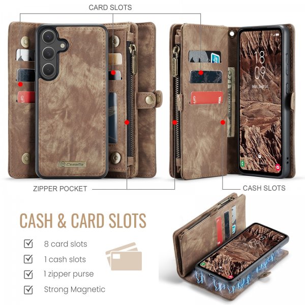 CaseMe Samsung Galaxy S26 Plus -kotelo, 008 Series, irrotettava kuori, ruskea