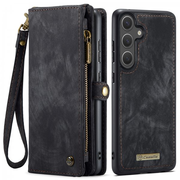 CaseMe Samsung Galaxy S26 Plus -lompakkokotelo, 008 Series, irrotettava kuori, musta