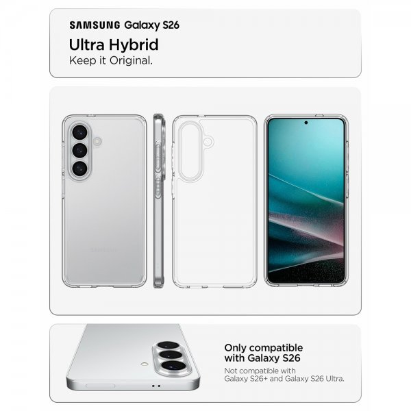 Spigen Samsung Galaxy S26 Kuori Ultra Hybrid Crystal Clear