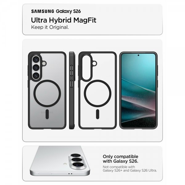 Spigen Samsung Galaxy S26 -suojakuori Ultra Hybrid MagFit Matte Black