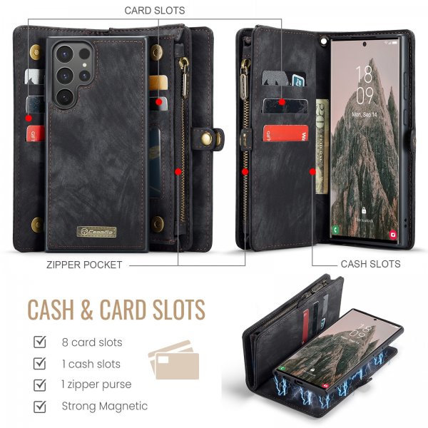 CaseMe Samsung Galaxy S26 Ultra Kotelo 008 Series Irrotettava Kuori Musta