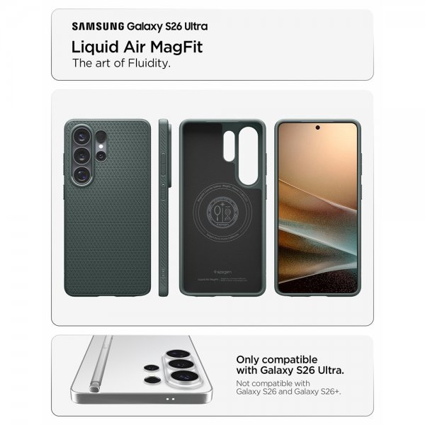Spigen Samsung Galaxy S26 Ultra Kuori Liquid Air MagFit Abyss Green