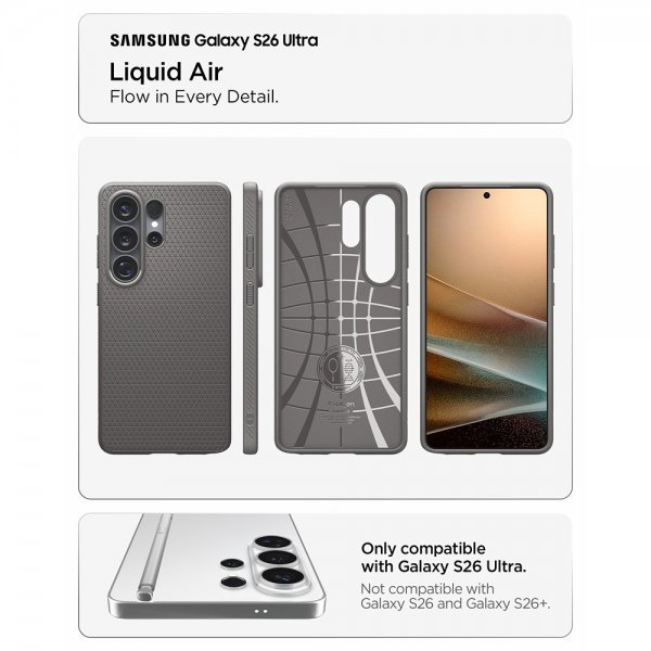 Spigen Samsung Galaxy S26 Ultra Kuori Liquid Air Marble Gray