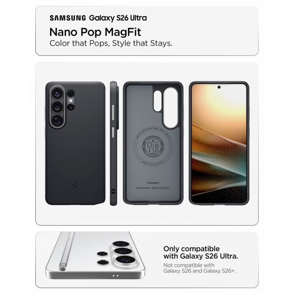 Spigen Samsung Galaxy S26 Ultra Kuori Nano Pop MagFit Black Sesame