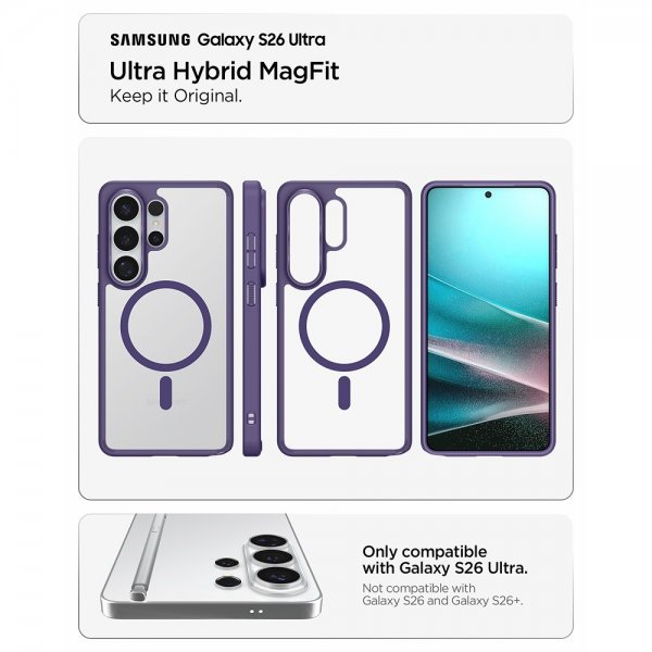 Spigen Samsung Galaxy S26 Ultra Kuori Ultra Hybrid MagFit Deep Purple