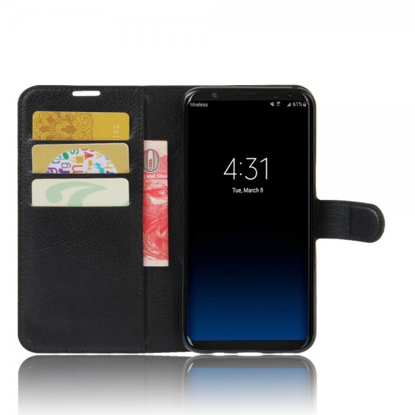 Samsung Galaxy S8 Plus Litchi Musta Kotelo